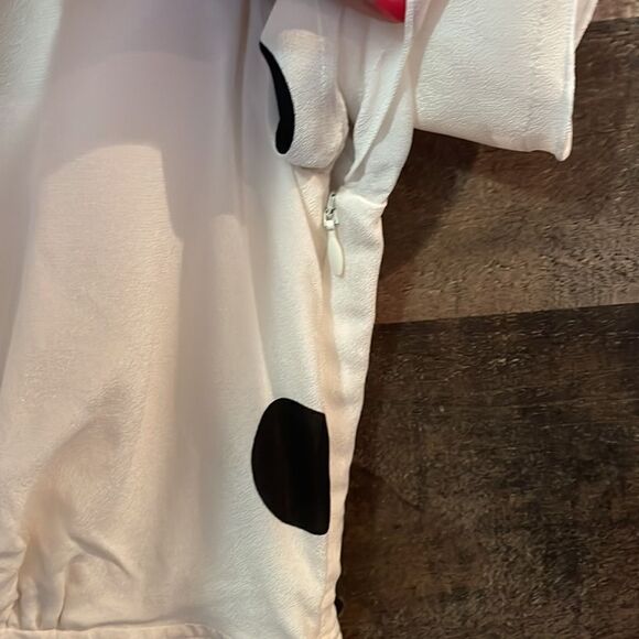 10 Crosby Derek Lam Ivory & Black Polka Dot V Neck Ruffle Sleeve Dress - Picture 9 of 10